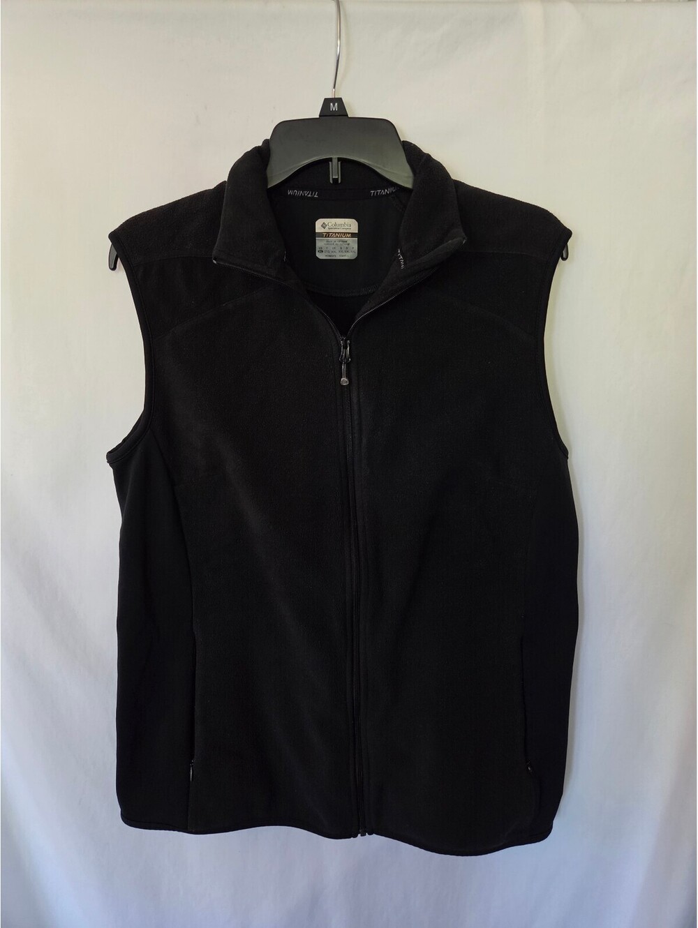 Columbia Titanium Women’s XL Black Fleece Vest Full Zip Stretch Outdoor